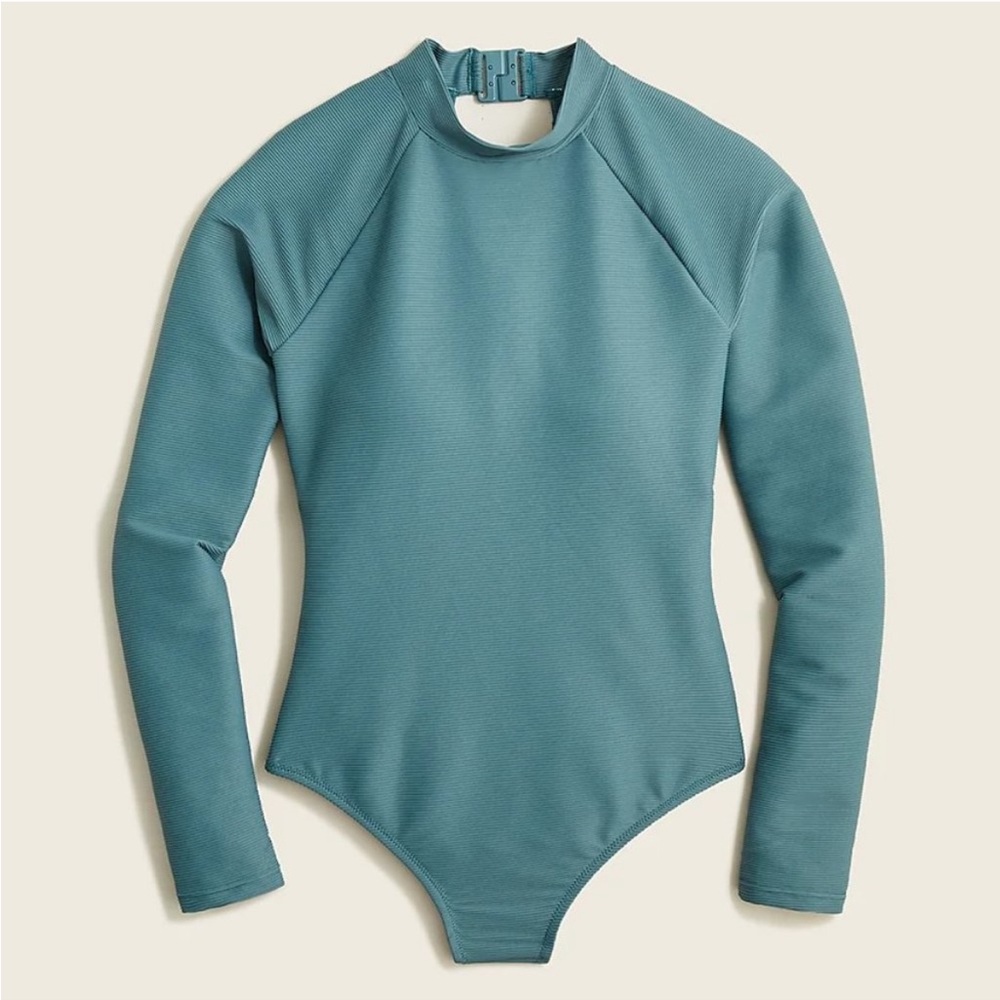 J. Crew Ribbed Rash Guard One Piece Swim Suit 4